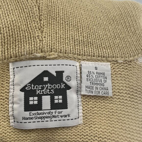 Storybook Knits Tan Cream Sweater with Queen Elizabeth II Embellished Cardigan S - Picture 2 of 8